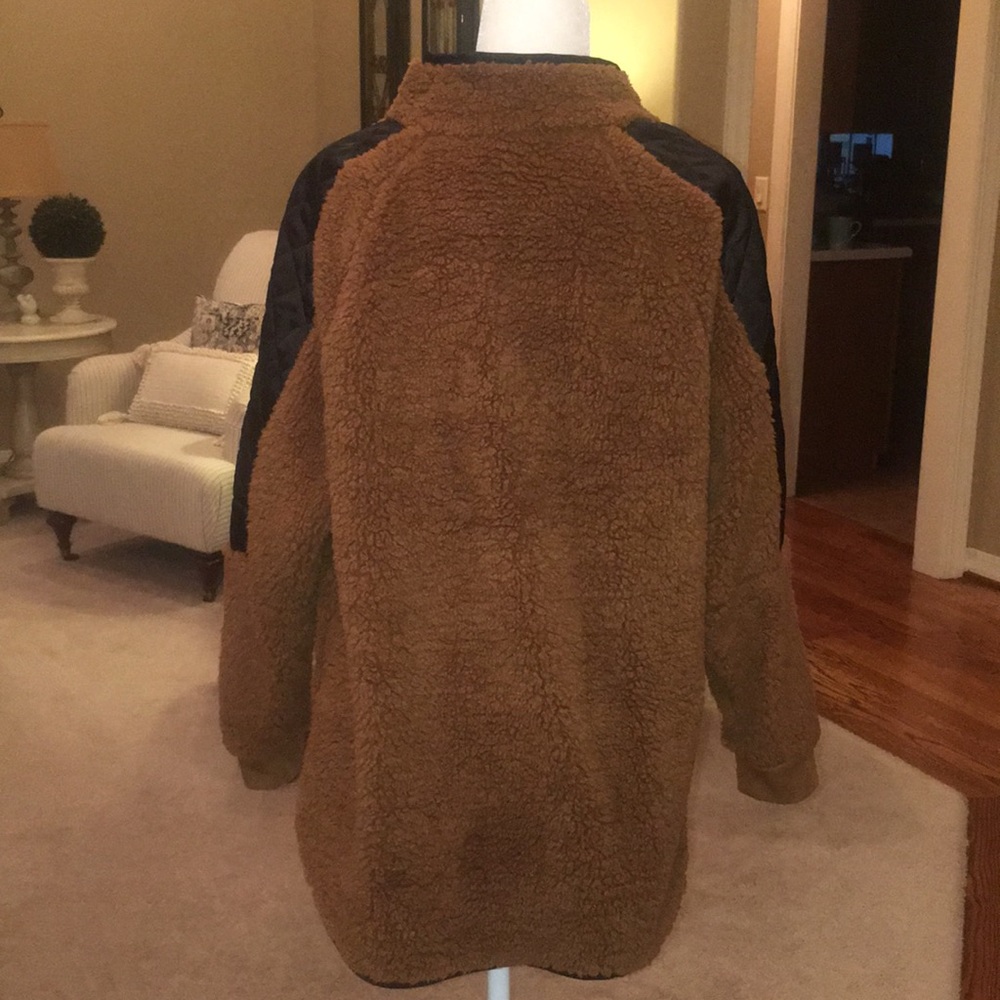 Fleece Oblique Button Neck Splice Sweater Size XL - Picture 7 of 14